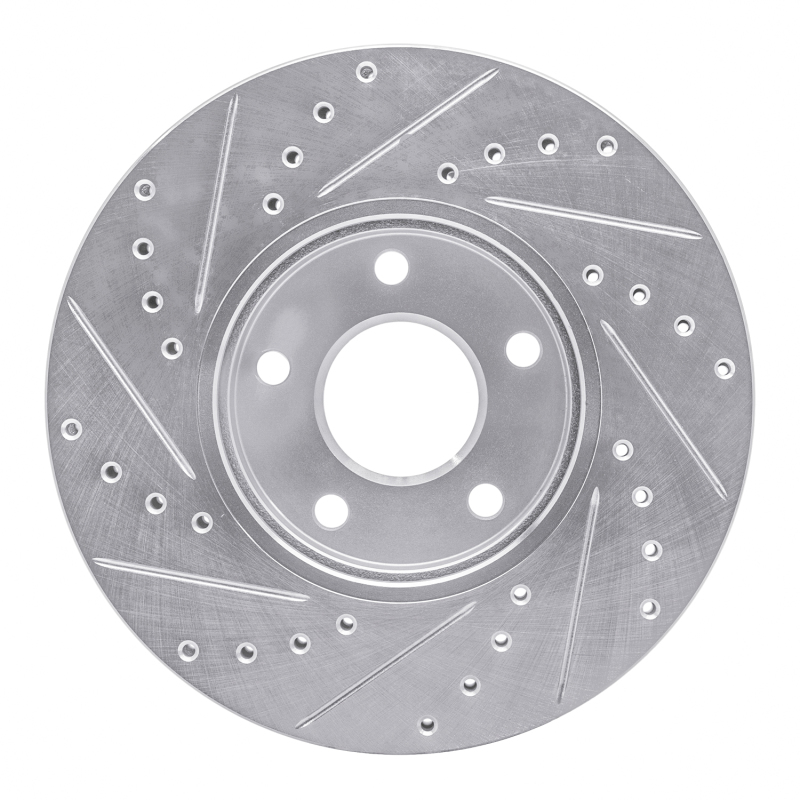 Ford Transit Connect Brake Rotor (1) - Front Right - R1 Concepts - Drilled & Slotted - Silver - `10-`13